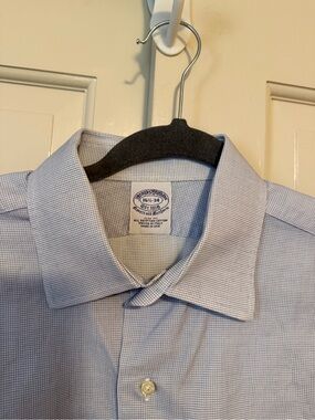 Brooks Brothers Light Blue Micro-Check Slim fit Egyptian Cotton Dress Shirt
